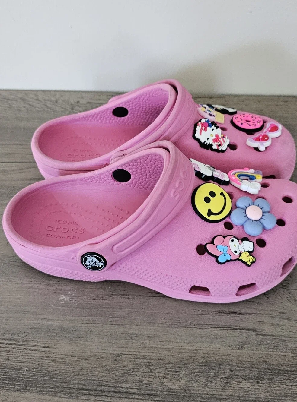 CROCS Kids Pink Clog Sandals Charms Toddler Girl C 13 Hello Kitty My Melody